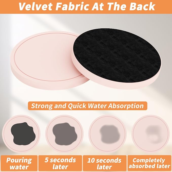 Azhou 6Pcs Drink Coaster with Holder, Non-Slip with Velvet Bottom, Thick Heavy - Image 2