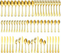 Gold Silverware Set for 12, Compralo 60 Pieces Stainless Steel Shiny Gold by Compralo
