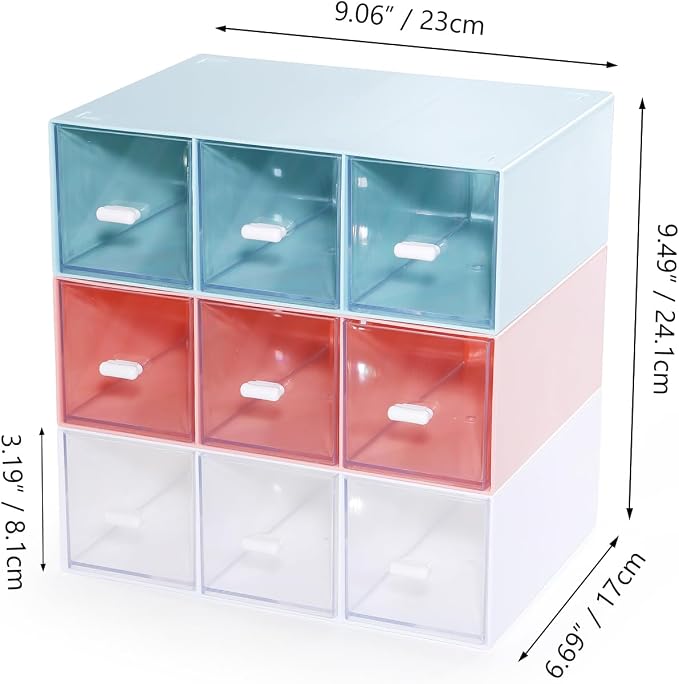 Desktop Organizer With 9 Drawers, Pencil Box, Stationary Organizer | 3 Tiers - Image 3