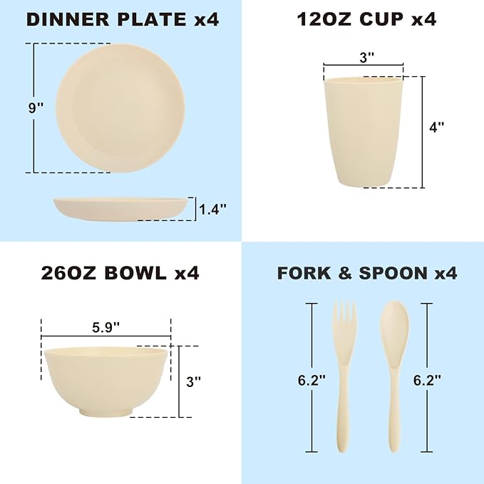 Kitchen Wheat Straw Dinnerware Sets - Image 2