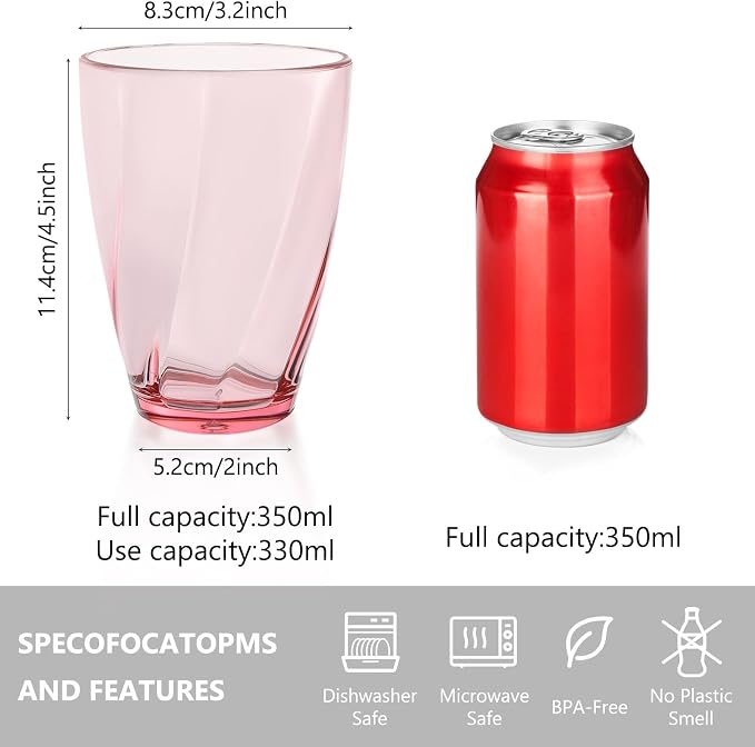 Topsky 12-ounce Plastic Water Tumblers | Set of 4 Colorful Unbreakable Drinking - Image 4