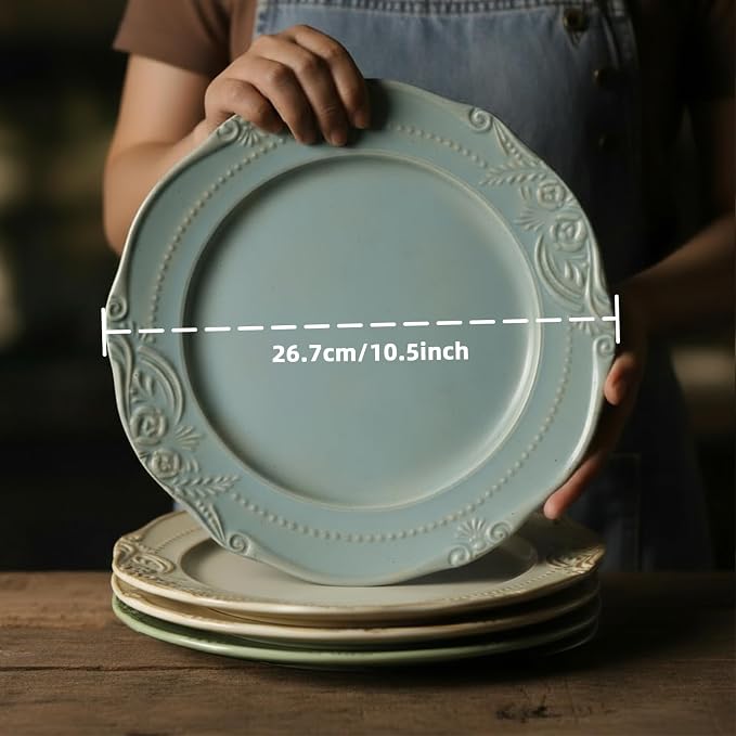 salad plates set of 4, 10.5 inch Reactive Glaze Stoneware Dinner Dish Set - Image 6
