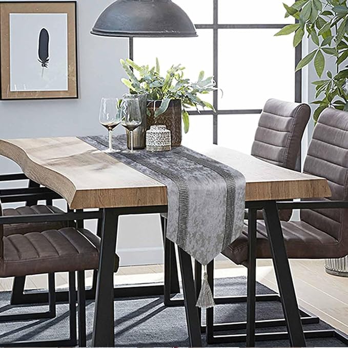 Elegant Gray Table Runner, Ombre Velvet, Double-Layer, Modern Style - Image 6