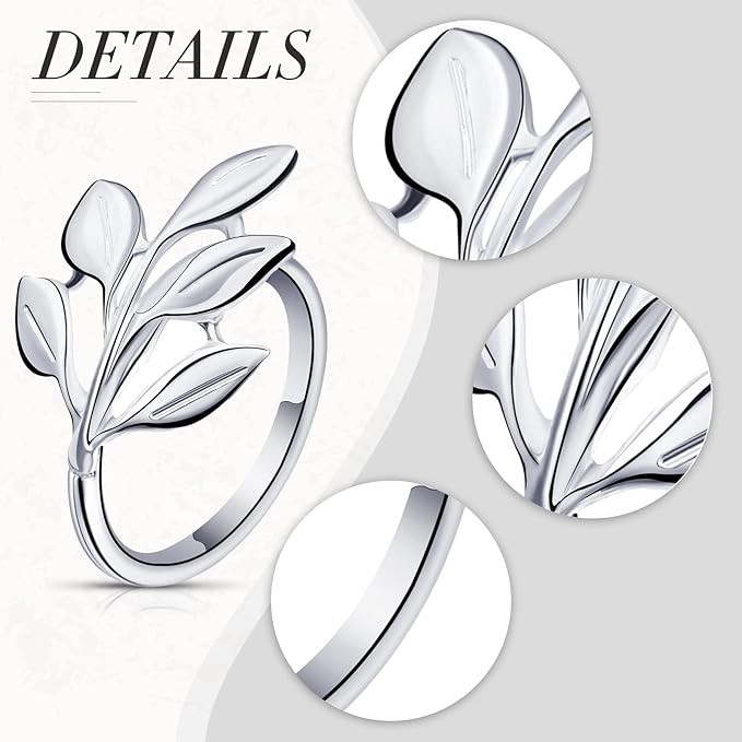 Hotop Set of 100 Leaf Napkin Rings Silver Metal Napkin Rings Holders Bulk - Image 3