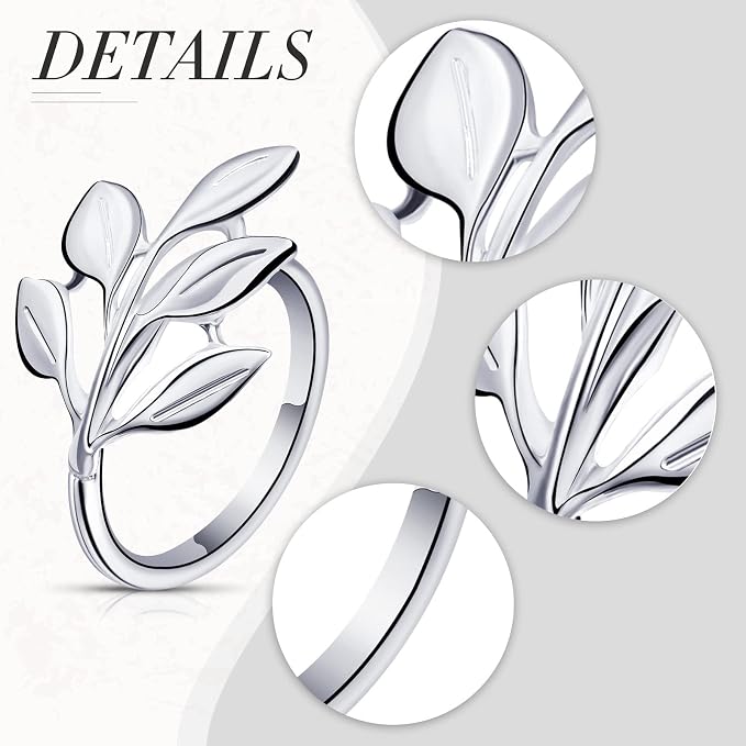 Hotop Set of 50 Leaf Napkin Rings Silver Metal Napkin Rings Holders Bulk - Image 3