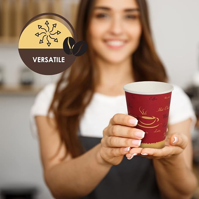 PAMI Disposable Paper Coffee Cups 12 oz, Single-Use, Leak Resistant - Image 4