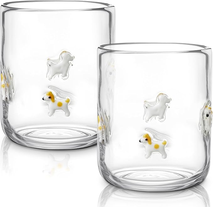 Skylety 2 Pack Puppy Icon Juice Glasses, Coquette Aesthetic Glass Cups by Skylety