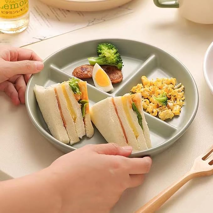 K Y KANGYUN 5-Piece Divided Dinner Plates, Wheat Straw, BPA Free - Image 7