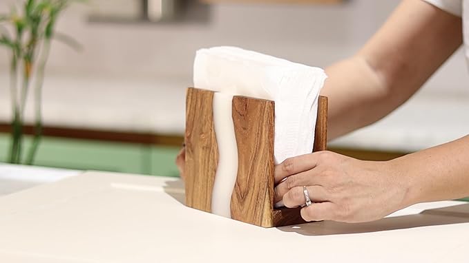 Acacia wood & Transparent Epoxy resin Napkin holder - Image 3