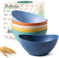 Wheat Straw Bowls 26 OZ Oval Serving Bowls 6 PCS Unbreakable Plastic Cereal by HOMIENLY