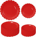 50 Pcs Red Scalloped Paper Plates 25 × 7'' and 25 × 9'' Disposable Red by FALIZIFU