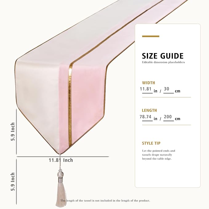 Avigers Table Runner 12 x 78 Inch, Ice Berry Powder White, Geometric | Faux - Image 2