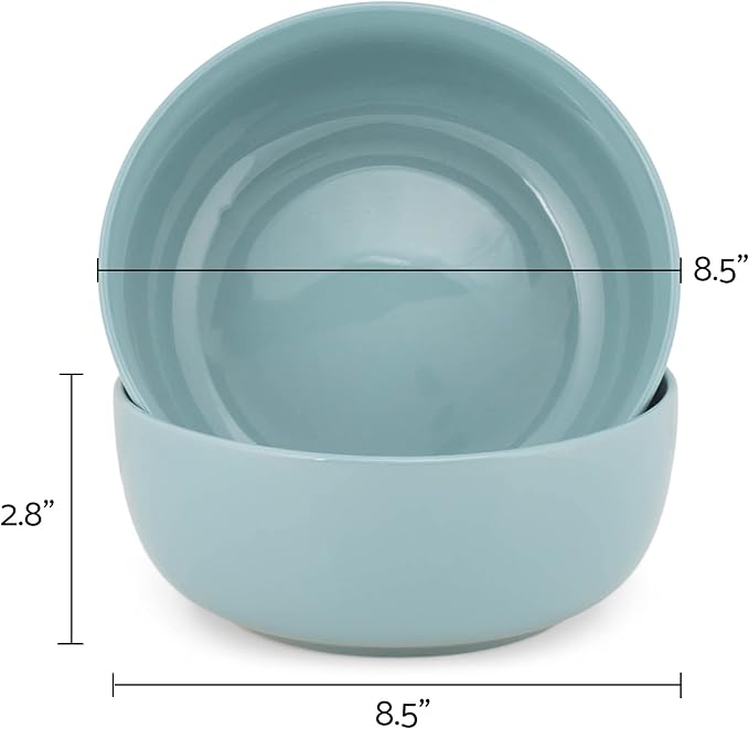 Elanze Designs Bistro Glossy Ceramic 8.5 inch Large Serving Bowls Set of 2 - Image 3
