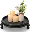 Black Decorative Tray, 11.8 Inch Round Tray by Yielycan