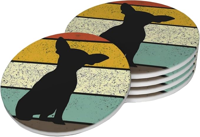 Chihuahua Dog Coasters Set of 4, Absorbent Ceramic Drink Coasters Cup Mat by Unknown