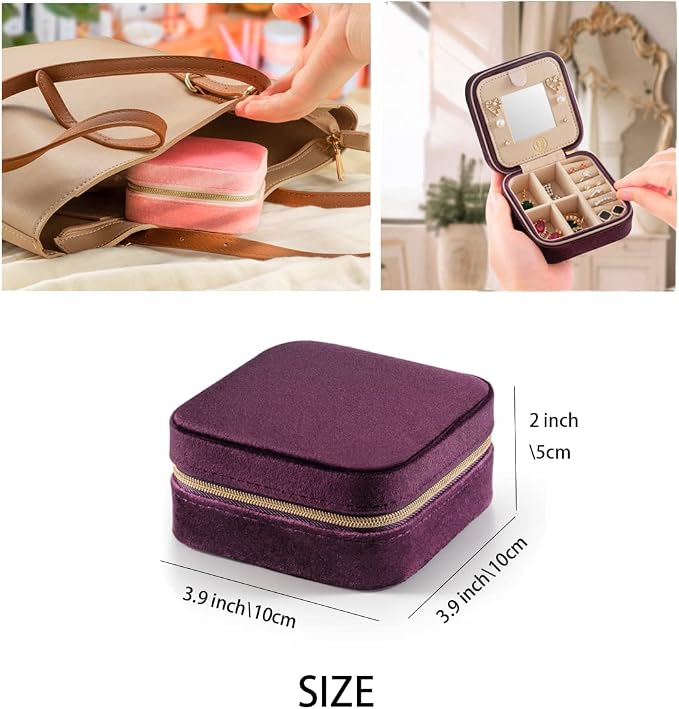 ZPROW Plush Velvet Travel Jewelry Case, Travel Jewelry Organizer, Jewelry - Image 5