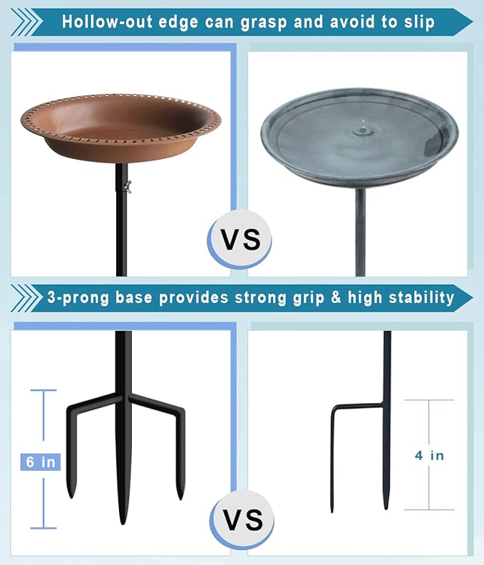 Koutemie Bird Bath for Outside 1-¼ Gallon Detachable, Deep Brown, 29 Inch | - Image 5