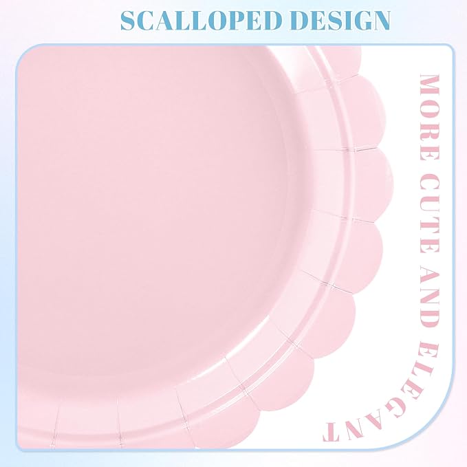 NatNarr 30 Pcs Gender Reveal Plates, 9 Inch Pink Blue Paper Plates | Scalloped - Image 3