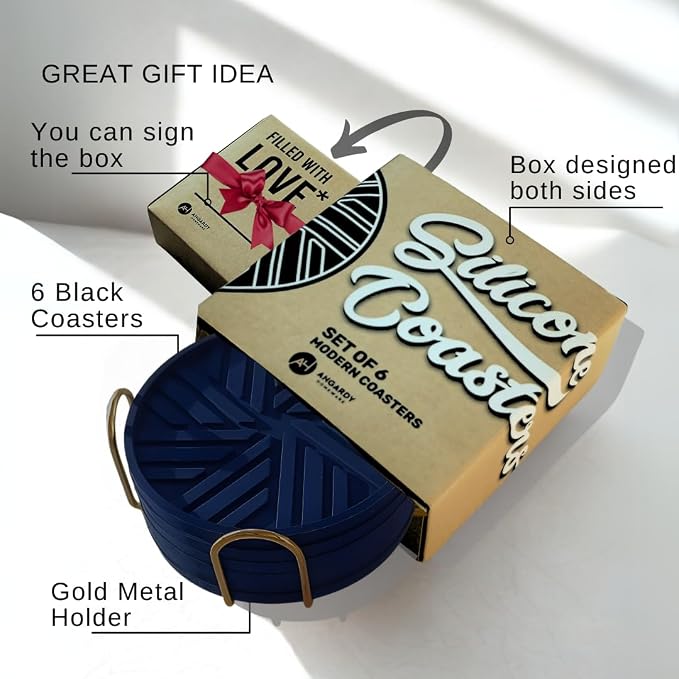 Navy Blue Coasters Set of 6 - Image 2