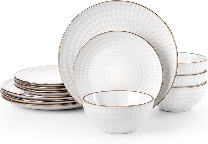 Famiware Ceramic Plates and Bowls Sets, Chip & Scratch Resistant, Microwave & by Famiware