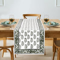 Evergreen Hand Block Print 100% Cotton Reusable Table Runner 16" X 90" Inches by Ridhi
