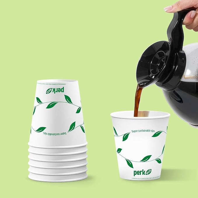 Perk Eco Compostable Paper Hot Cups, 10 Oz Disposable Cups - Image 6