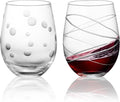 Joeyan Hand Blown Etched Stemless Wine Glasses by JoeyanHousehold