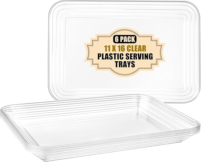 SUT 6-Pack Clear Serving Trays for Entertaining-16 x 11" Serving Platters for by SeeYouTomorrow