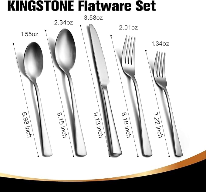18/10 Stainless Steel Flatware, 10-Piece Forged Silverware Set - Image 2