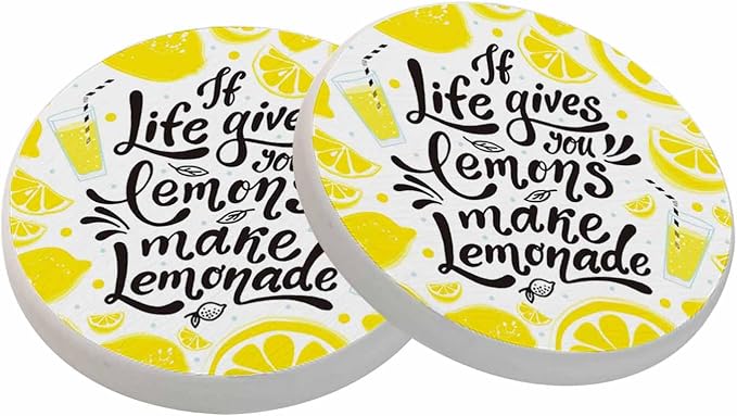 oFloral Lemon Coasters for Drinks Inspirational Quotes Modern Unique Art by oFloral