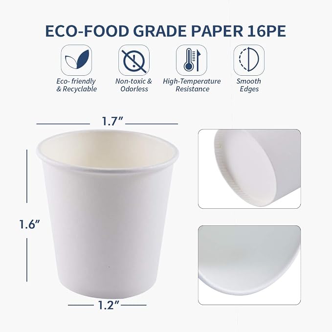 Turbo Bee 4 oz Paper Cups 300 Pack, Disposable Espresso Shot Cups, Small Coffee - Image 5