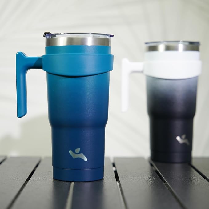 Konokyo 20 oz Tumbler with Handle and Straw, Insulated Travel Mug | Indigo - Image 7