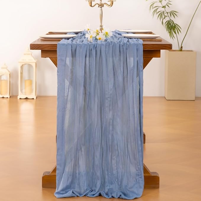 Cheesecloth Table Runner Summer Boho Wedding Birthday Party Home Decor | Dusty - Image 3