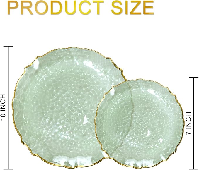 bUCLA 40PCS Sage Green Plastic Plates Disposable - Image 2
