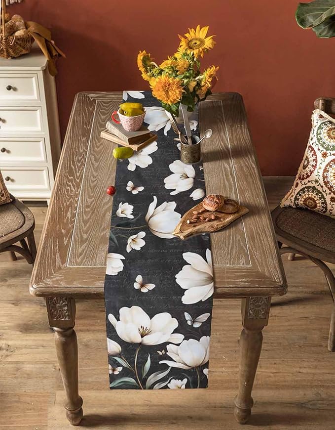 Farmhouse Floral Short Table Runners 36 Inches, Cotton Linen Fabric Table - Image 4