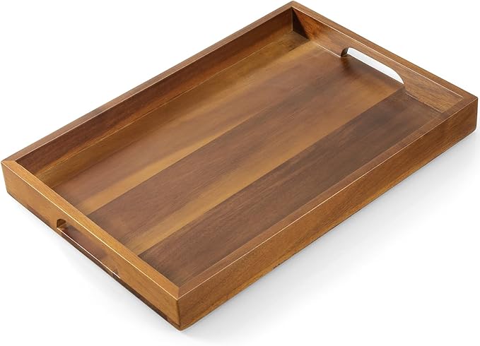 15 Inch Acacia Wood Serving Tray by Unknown