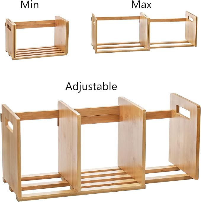 ZOOFOX Bamboo Desktop Bookshelf, Expandable Desktop Organizer, Small Display - Image 4