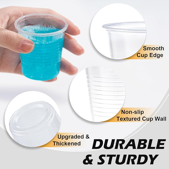 Clawsoff 100 Pack 3 oz Plastic Cups Disposable Clear Small Mouthwash Cups | - Image 3