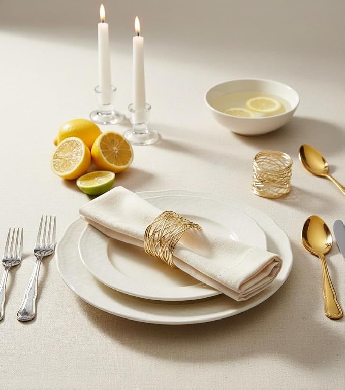 Napkin Rings Set of 12 Metal Gold Round Napkin Rings Buckles - Image 6