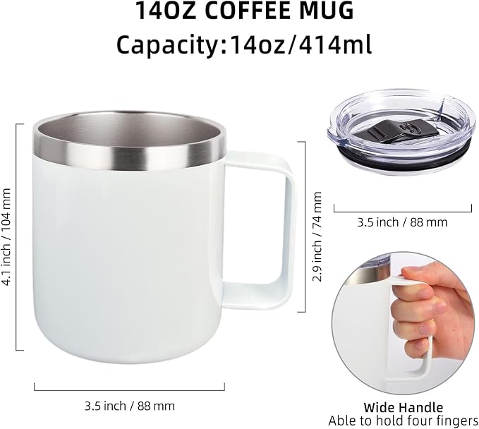 Volhoply 14oz sublimation Insulated Stainless Steel Coffee Mug - Image 3