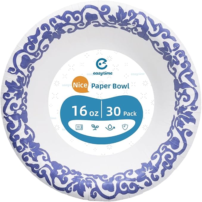 16oz Paper Bowls 30 Count, Disposable Bowls Soak Proof and Microwaveable - Image 8