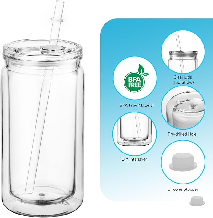 ZONEGRACE 8 Pack 16oz Snow Globe Tumblers - Image 3