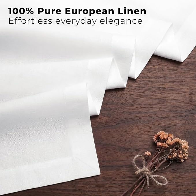 Classic Linen™ by D'Moksha White Table Runner 144 Inches Long, 100% Pure Linen - Image 2