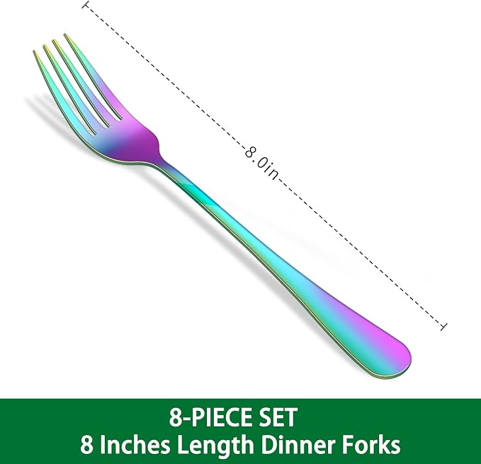 Rainbow Dinner Forks Set, Metal Silverware Forks - Image 2