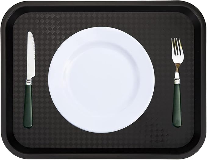12 Pack Plastic Fast Food Trays, 13.7 x 10.5 Inch Rectangular Cafeteria Trays - Image 9