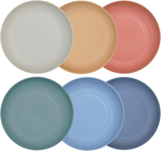 7.8 Inches Unbreakable Wheat Straw Plates by LuckyZone