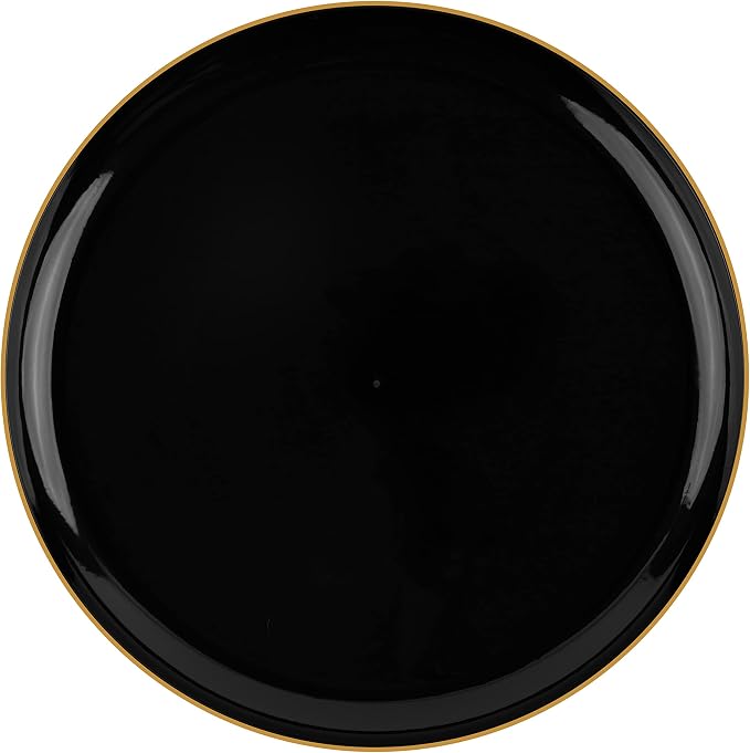 PLASTICPRO [30 Count 8.6 Plastic Party Plates Edge Collection Black - Image 4