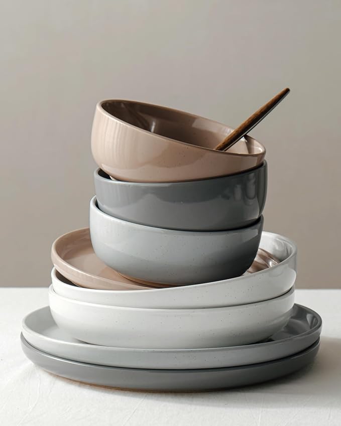 Famiware Milkyway 24-Piece Stoneware Dinnerware Set, Dishes Set - Image 3