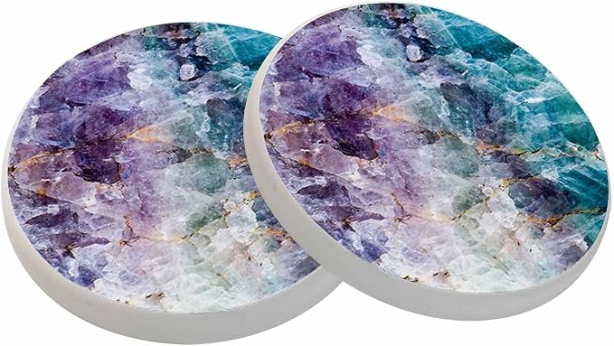 oFloral Purple Blue Coasters for Drinks Nature Stone Crystal Pattern Cups Place by oFloral