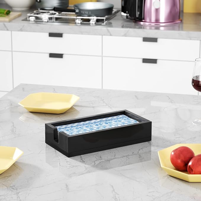 Acrylic Bathroon Napkin Holder, Disposable Hand Towels Tray（Black） | 8mm Thick - Image 7